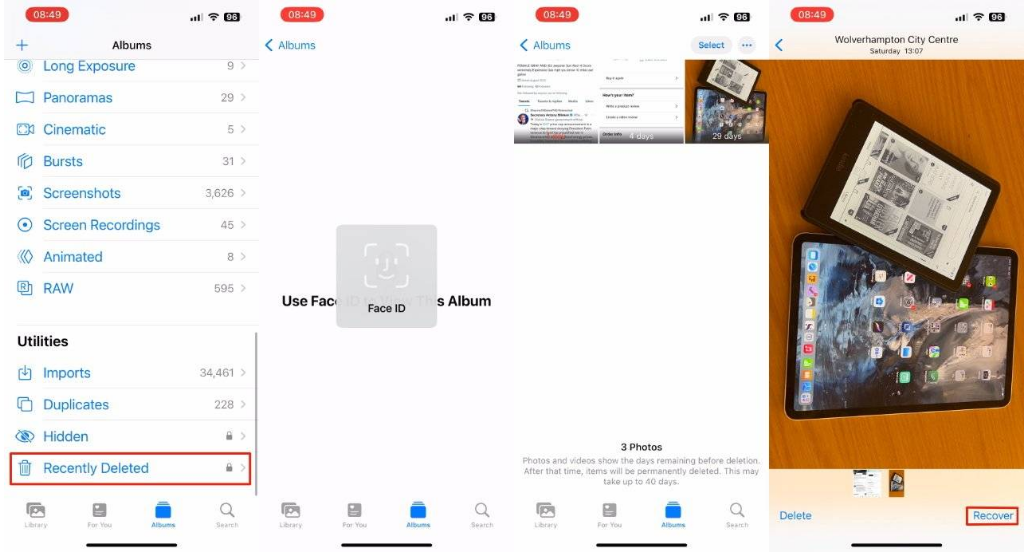 长春苹果14维修分享 iPhone14 上恢复已删除的照片 