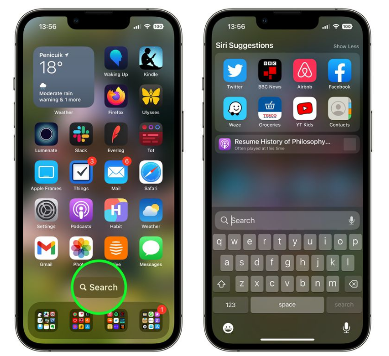 长春苹果手机维修分享升级到 iOS 16 后，如何删除主屏幕上的搜索按钮 