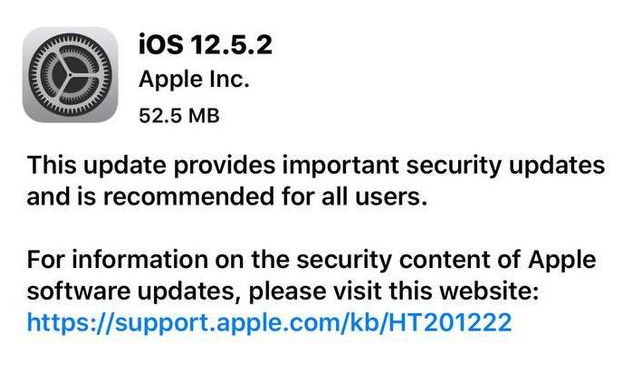 长春苹果手机维修分享iOS12.5.2发布，建议所有老苹果用户安装 
